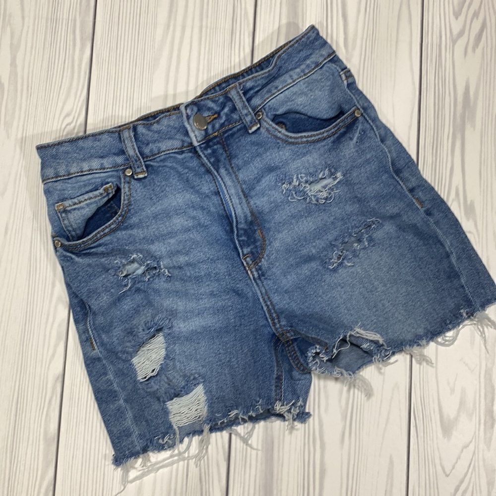Tinseltown High Rise Distressed Denim Jean Shorts Size 5